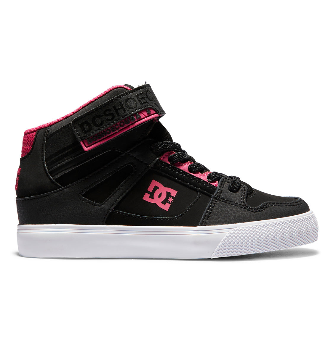Pure High Elastic Lace High-Top Shoes - Black/Pink/Black | DC Shoes