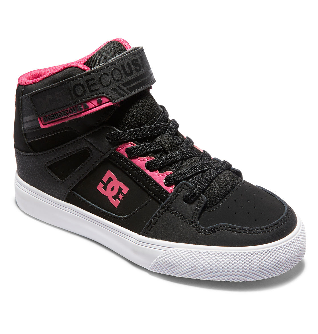 Pure High Elastic Lace High-Top Shoes - Black/Pink/Black | DC Shoes
