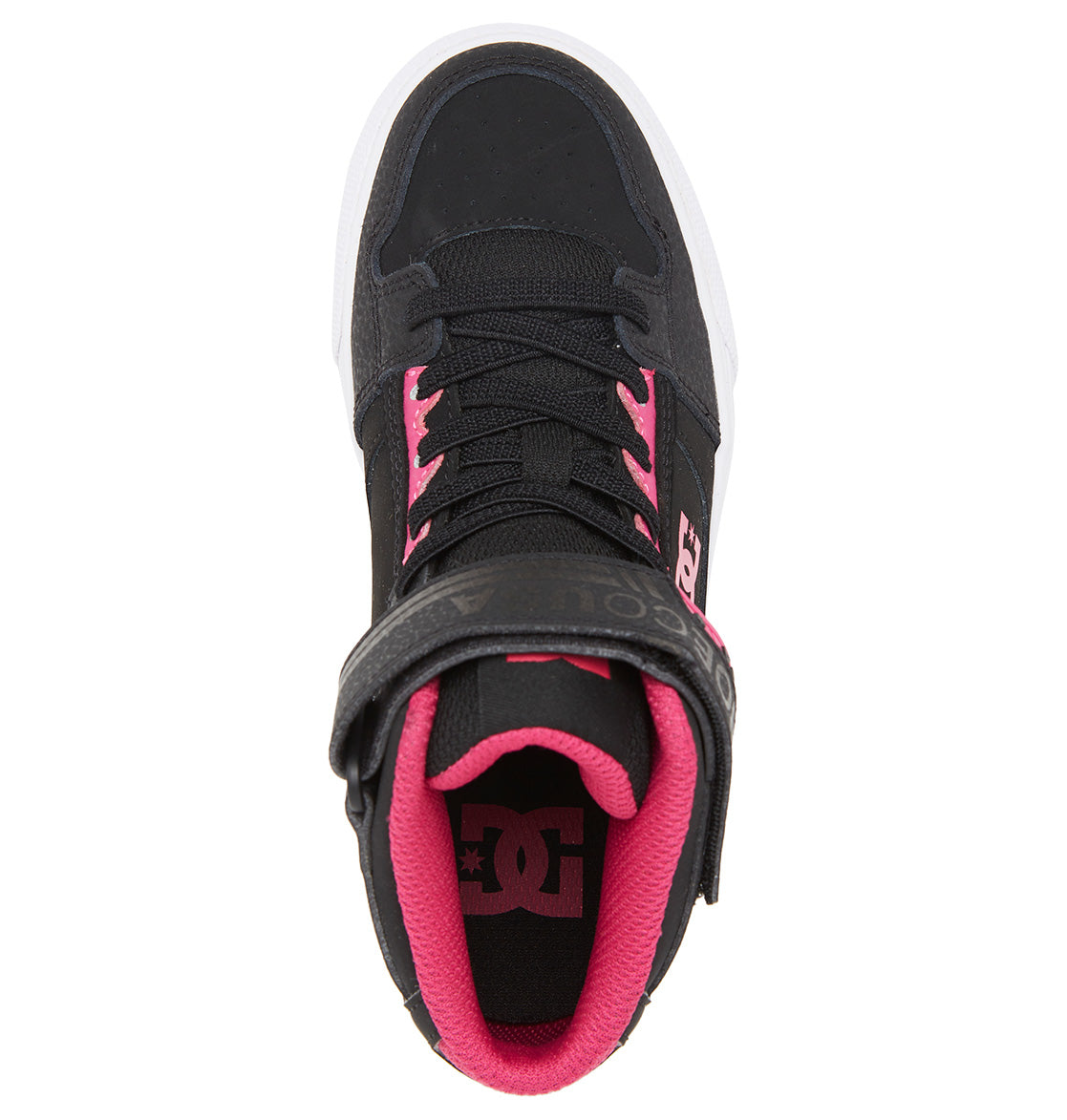 Pure High Elastic Lace High-Top Shoes - Black/Pink/Black | DC Shoes
