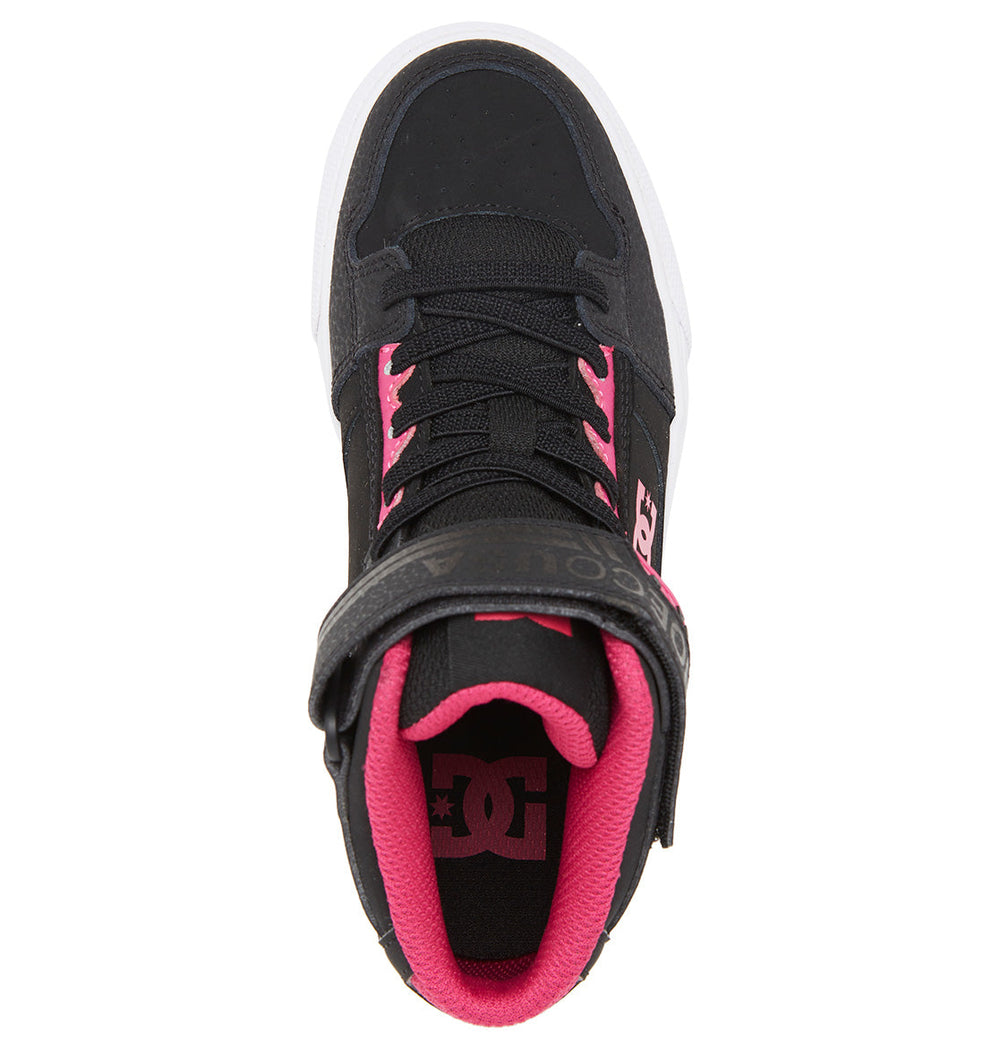 Pure High Elastic Lace High-Top Shoes - Black/Pink/Black | DC Shoes