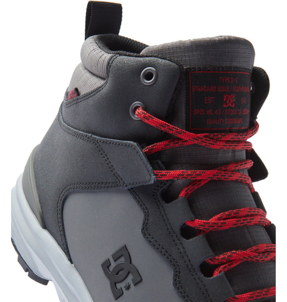 Mutiny Water-Resistant Boots - Grey/Black/Red | DC Shoes